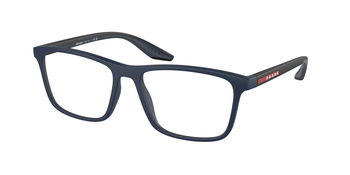 Das Bild zeigt die Prada Linea Rossa Fassung PS01QV  TFY1O1 leicht seitlich.